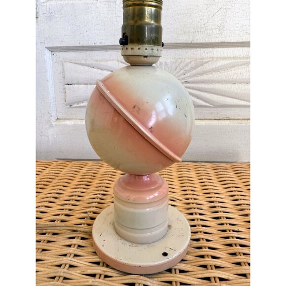Art Deco 30's Metal Pink Saturn Planet Small Table Lamp Works! - Picture 10 of 11